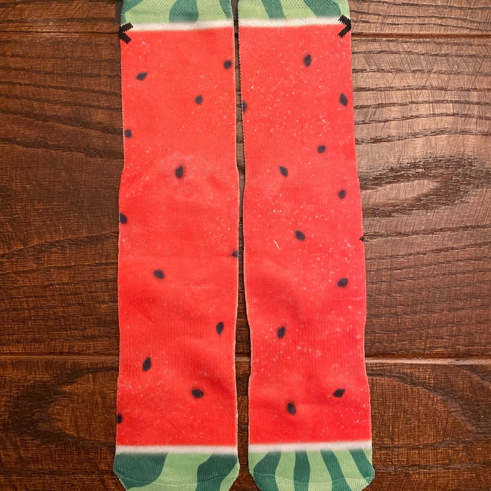 Watermelon Socks, Men Crew Socks Fits 6-13, Fun Summer Men Socks, 1 Novelty Pair
